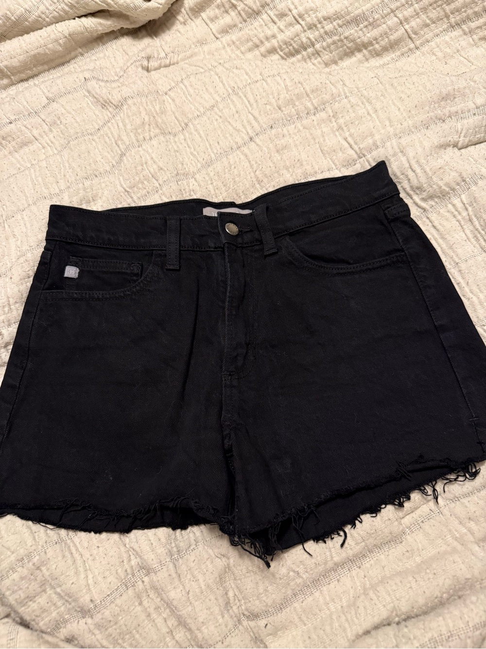 Just USA Black Frayed Hem Denim Shorts